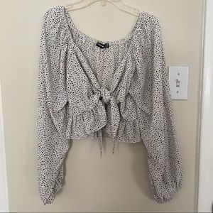 Ruffled tie front blouse